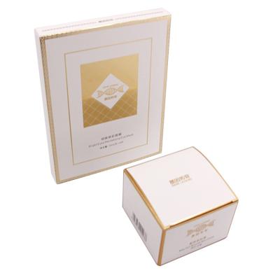 China Cajas de empaquetado cosméticas blancas de la impresión de tinta de la cartulina del oro para la máscara facial en venta