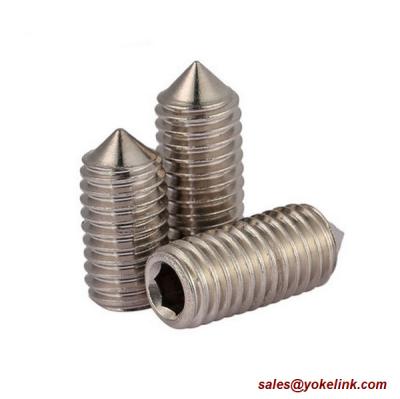 China ASME B18.3, DIN 914 Stainless Steel Socket Set screws with Cone Point, Nylok patch for sale