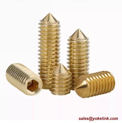 China ASME B18.3, DIN 914 Brass Socket Set screws with Cone Point, Nylok patch for sale