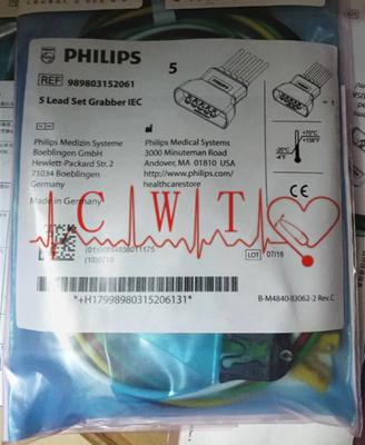 China Hospital 5 Lead Ecg Cable Set Grabber , IEC 989803152061 Philip Ecg Leads for sale