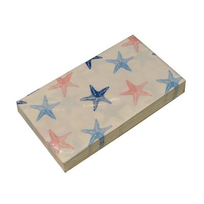 China Disposable 6.5 X 6.5 Inch 18gsm Linen Look Paper Napkins Starfish Printed for sale