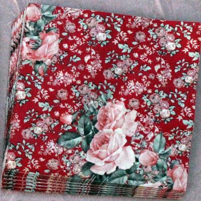 China Tea Party 2ply Decorative Napkins For Decoupage , 20-Ct Red Rose Napkins for sale