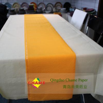 China Disposable Premium Paper Tablecloths SGS 3Ply Yellow Paper Tablecloth For Rectangle Table for sale