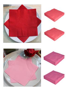 China Uso de 2 dobras da cor de papel do guardanapo do casamento do almoço cor-de-rosa quente/café à venda
