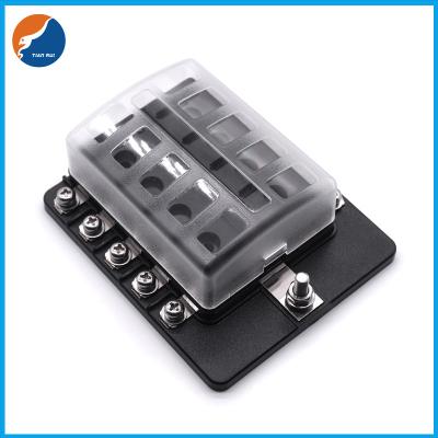 China PC Cover Screw 112g Fuse Blocks 10 Way Blade Fuse Box With LED Indicator for sale