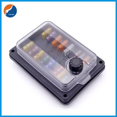China 32V DC 10 Position Way Circuit Automotive Auto Blade Car Fuse Block Box Waterproof Fuse Holder without LED for sale