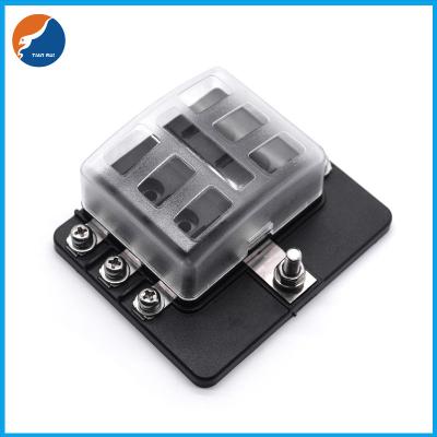 China Durable 6 Way 30A Automotive Fuse Box With Relay PBT Base Plastic Cover for sale
