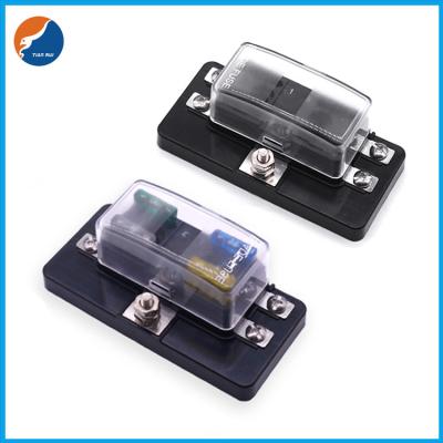 China PBT Base PC Transparent Cover 4 Ways Automotive Car Blade Fuse Box With Screw Terminals for sale