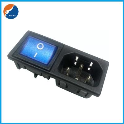 中国 R14-B-1FB2 10A 250VAC 3 Pin C14 Inlet Connector Plug Power Socket With Rocker Switch Fuse Holder 販売のため
