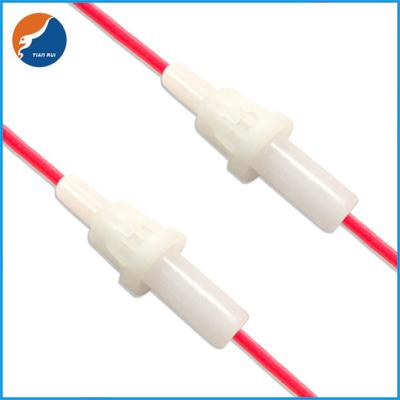 China 5.2x20mm 22AWG Wire Leaded White Housing Bakelite Glass Tube Fuse Type In-Line Fuse Holders for sale