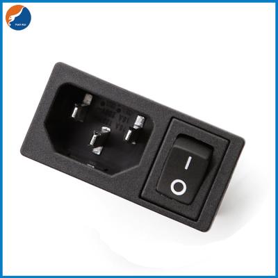 China R14-B-1EB1 3P IEC 320 Plug Connector C14 Inlet Male AC Power Socket With ON OFF Rocker Switch for sale