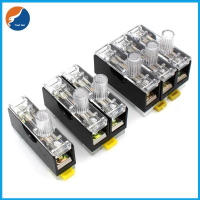 China 1P 2P 3P 6x30mm Din Rail Mount 35mm 3AG Fuse Block with PC Cover and LED Indicating for sale