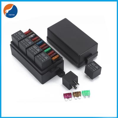 China 12 Way Blade Fuse Holder Box and 4PCS 5Pin 12V 80A Relays for Car Truck Trailer Boat for sale