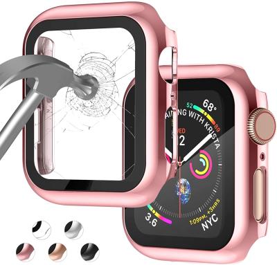 China Case Cover For Apple Watch 44mm 40mm iWatch 42mm 38mm PC Bumper+Tempered Glass for Apple Watch Series 4 3 5 SE 6 for sale