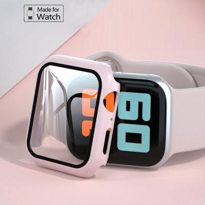 China New Tempered Glass Watch Cover Case with Strap for Apple Series 7 5 4 3 Watch Band 41mm 45mm 44 mm 40mm 42mm 38mm case for sale