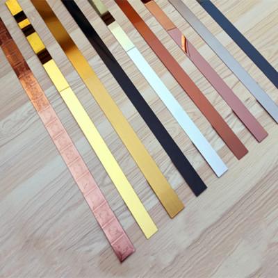 China Shiny Brass Stainless Steel Flat Trim Strips Metal Wall For Decoration for sale