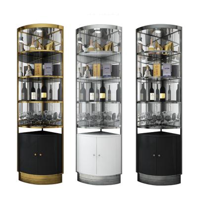 China Stainless Steel Metal Frame Modern Wine Display Cabinet For Living Room for sale