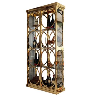China Stainless Steel Glass Red Wine Storage Lockers Decoration Cabinet for sale