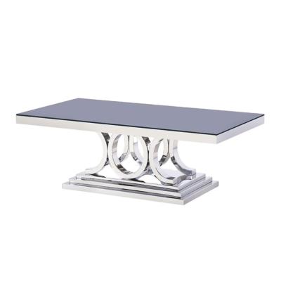 China Rectangular Black Modern Glass Top Stainless Steel Coffee Table For Living Room for sale