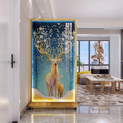 China Elk Nordic Living Room Screen Partition Laser Cut Stainless Steel For Hotel Lobby for sale