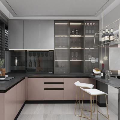 China O armário de cozinha de aço inoxidável feito sob encomenda moderno ajustou a cor do café da mobília à venda