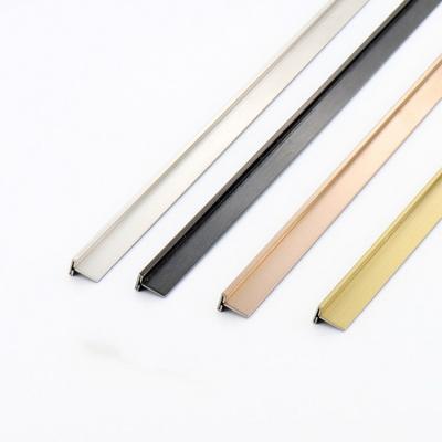 China 304 V Grooved T Shape Tile Trim Gold Hairline Mirror Stainless Steel Edge Trim for sale