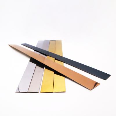China Gold Mirror Stainless Steel Trim Polishing Flat Metal Tile Trim For Furniture for sale