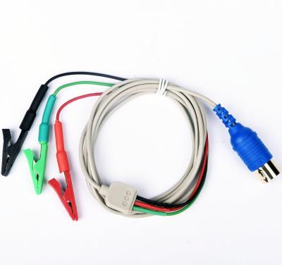 China EMG Shielded Alligator Clips With 3 Alligator 5 pin Din Connector Cable for sale