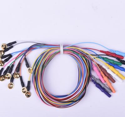 China Los electrodos médicos de la ventaja de la taza EEG del chapado en oro telegrafían el alambre para EEG EMG ECG o EOG en venta