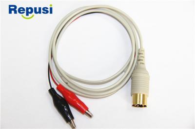China Shielded Alligator Clip Recording Cable For Adhesive Tab Electrodes Wire Length 1.2m for sale