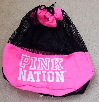 China Victoria's Secret Pink Black Mesh Backpack Pink Nation Bag Black Gym Hiking for sale
