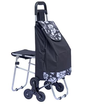 China Stair Climbing Rolling Shopping Trolley Dolly Multipurpose Laundry Utility Cart with Seat-outdoor chair bag for sale