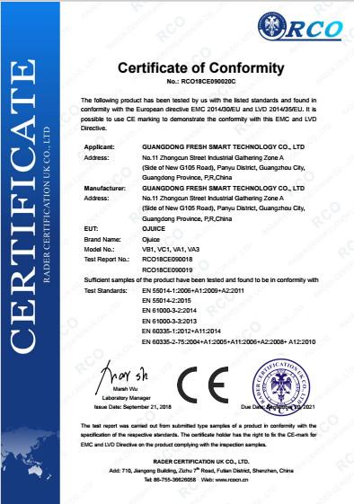 CE - Guangdong Fresh Smart Technology Co., LTD