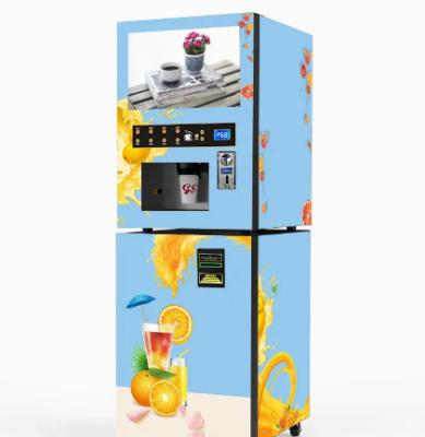 China Pago anaranjado de Juice Vending Machine Coin Note de la comida del servicio del uno mismo con el sistema de enfriamiento en venta
