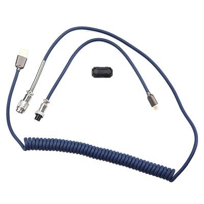 China USB Type C Port Mechanical Keyboard Coiled Cable 4-pin GX12 Aviation Connector Coupled for sale