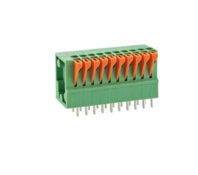 China 2.54mm Pitch PCB Board Screwless Spring Crimping Terminal Blocks Vertical Wiring for sale