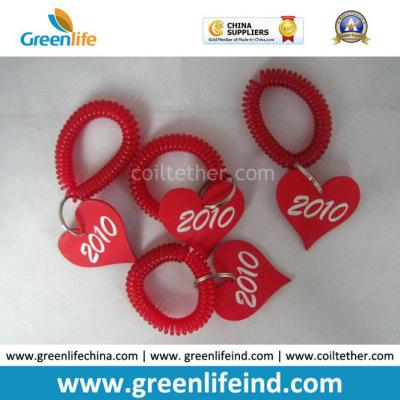China Promotional Solid Red Wrist Coil Strap W/Heart Number Tag for sale