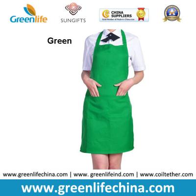 China Fashion lovely peak green kitchen cooking apron advertisment promotional apron with logo for sale