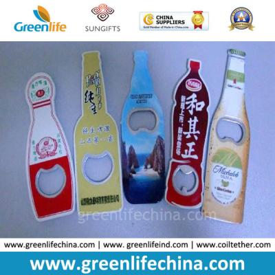 China Metal Material Bottle Shape Advertising Full Colors Printing Bottle Beear Opener Gifts for sale