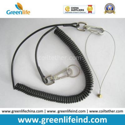 China Safety Belt Long Rentention Coil Lanyard Rope W/Metal Hook for sale