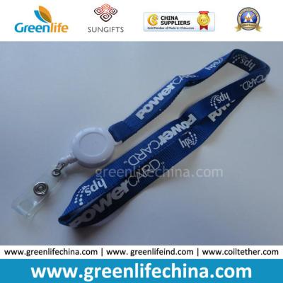 China Dark blue breakaway safety lanyard w/custom white screenprint and custom white badge reel combo for sale
