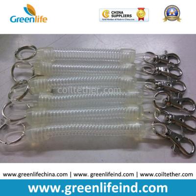 China Best Quality Plastic PU Cable Retractable Safe Coil String Keychains for sale