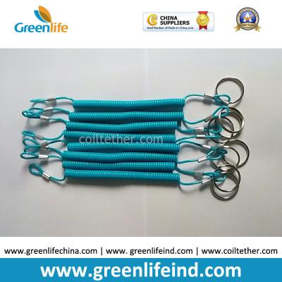 China Top Quality Blue TPU Coated Safety Elastic Coil Cord Rop Key Ring Accessory Full Stretched Length 1M for sale