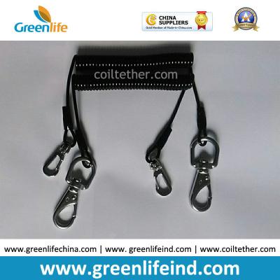 China Flexi Tool Safety Coiled lanyard  w/Stainless Steel Snap Hooks on each end for Clipping to Your Valuable Merchandise for sale