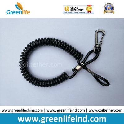 China Elastic Spiral Construction Field Stopdrop Tooling Coil Lanyard Cable w/ Press-in Hook for sale