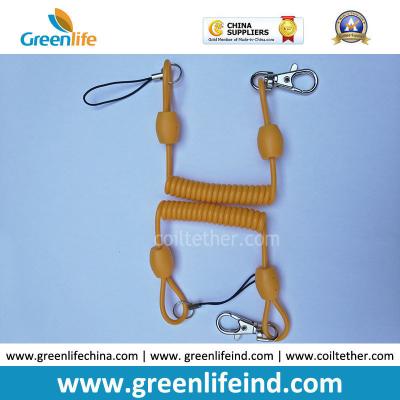 China New Style Earthy Yellow Color 8CM Plastic Spring Coil Key Ring Chain for sale
