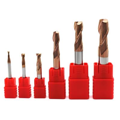 China Copper Colored Coating 4 Flutes Solid Carbide End Mill  Cutting Tools for sale
