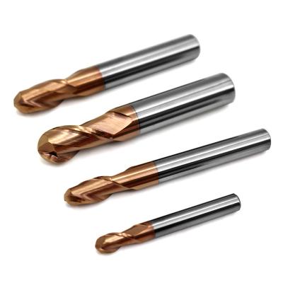 China Tungsten Carbide Ball Nose End Mill Cnc Cutter Cutting Tools Cooper Coating Milling Tool for sale