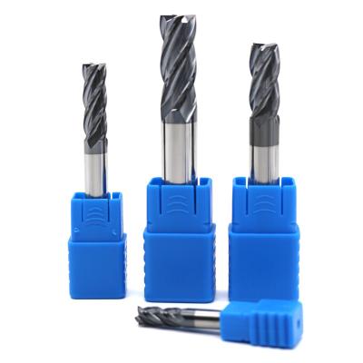 China Ultra Fine Grain Solid Carbide End Mill 4 Flute Cnc Milling Cutter Tool HRC45-50 Aitin Coating for sale