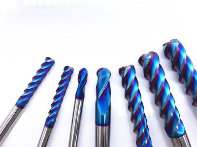 China CNC Tools Solid Carbide Ball Nose End Mill Blue Nano Coating for sale